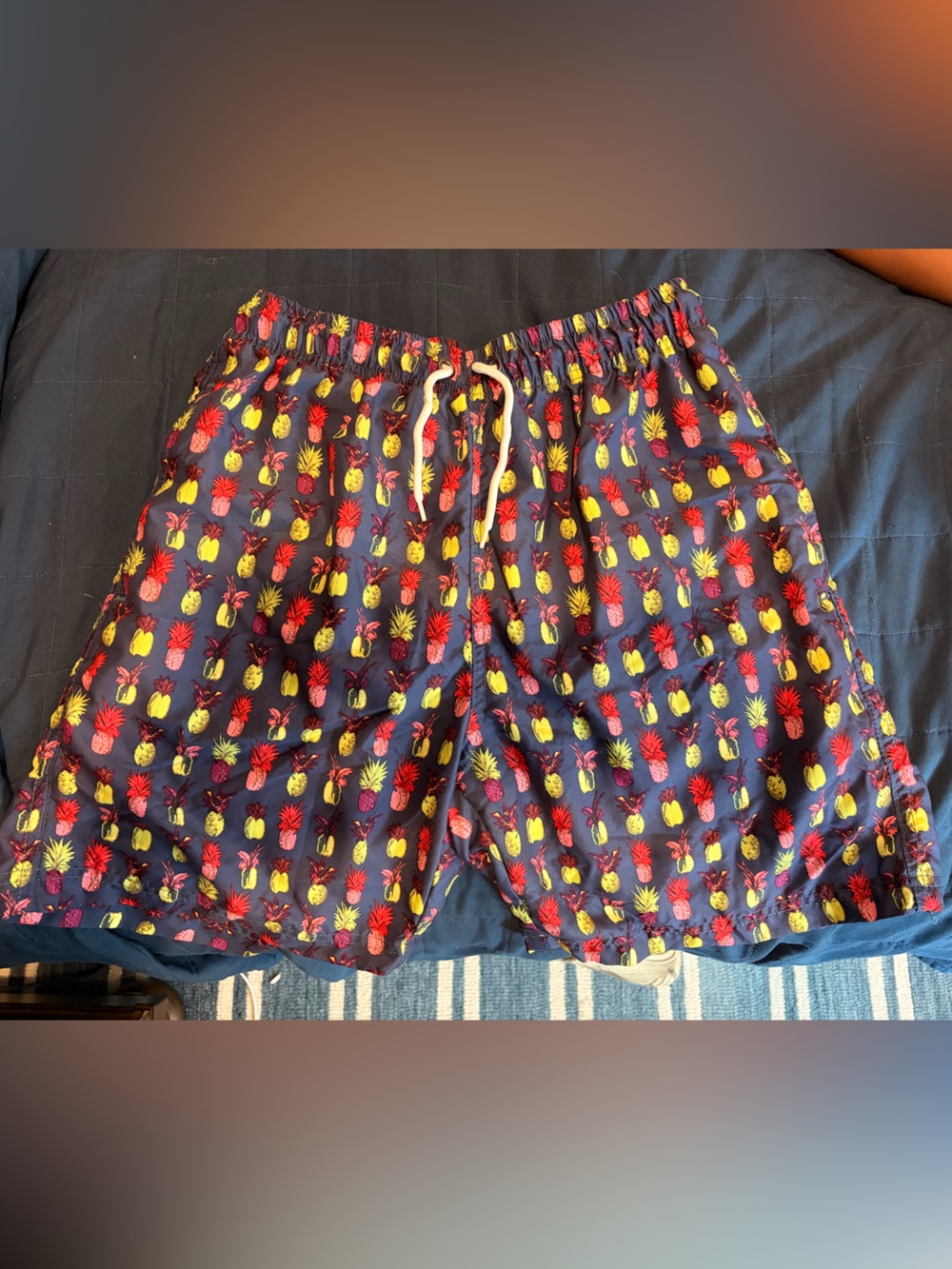 Navy Pineapple Print Swim Shorts